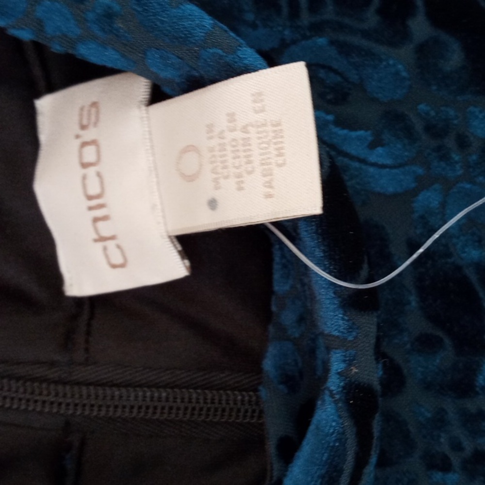Chico's Burnout Velveteen Short Occasion Dress in Ocean Blue (45100978900) - Picture 5 of 6